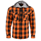 NexGen MNG11642 Men's Orange and Black Long Sleeve Cotton Flannel Shirt with Hoodie