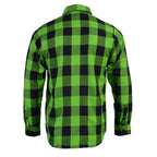 NexGen MNG11656 Men's Black and Neon-Green Long Sleeve Cotton Flannel Shirt