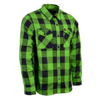 NexGen MNG11656 Men's Black and Neon-Green Long Sleeve Cotton Flannel Shirt