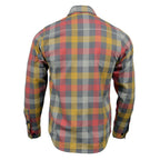 Milwaukee Leather MNG11661 Men's Gray and Red with Yellow Long Sleeve Cotton Flannel Shirt