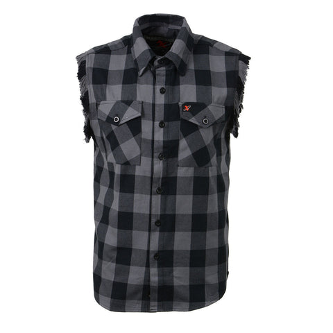 Milwaukee Leather MNG11689 Men’s Black and Red Cut Off Flannel Shirt