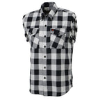 Milwaukee Leather MNG11690 Men’s Black and White Cut Off Flannel Shirt