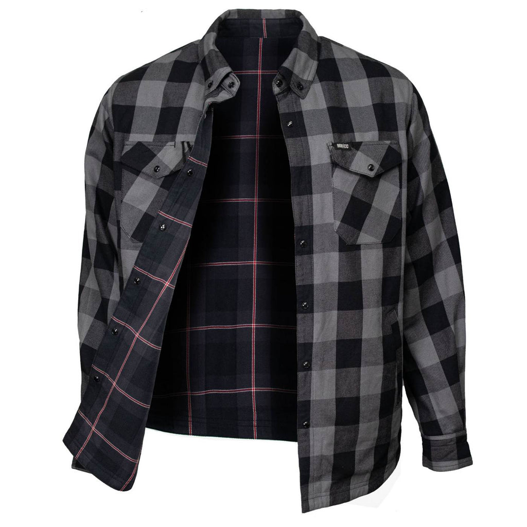 MMCC Men's Deadwood Reversible Flannel Shirt - 100% Cotton Snap Front Plaid w/ Chest and Hand Pockets - MNG11805