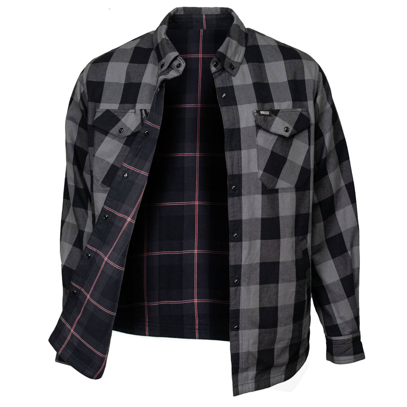 MMCC Men's Deadwood Reversible Flannel Shirt - 100% Cotton Snap Front Plaid w/ Chest and Hand Pockets - MNG11805