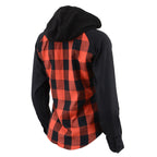 NexGen MNG21602 Women's Casual Black and Red Long Sleeve Cotton Flannel Shirt with Hoodie