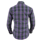 NexGen MNG21603 Women's Casual Black with Purple Long Sleeve Casual Cotton Flannel Shirt