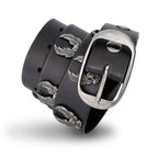 Milwaukee Leather Men's Liberty Talon Black Leather Belt with USA Eagle Emblems - 1.5 Inch Biker Belt - MP7113
