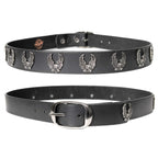 Milwaukee Leather Men's Liberty Talon Black Leather Belt with USA Eagle Emblems - 1.5 Inch Biker Belt - MP7113