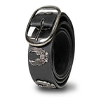 Milwaukee Leather Men's Liberty Talon Black Leather Belt with USA Eagle Emblems - 1.5 Inch Biker Belt - MP7113