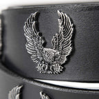 Milwaukee Leather Men's Liberty Talon Black Leather Belt with USA Eagle Emblems - 1.5 Inch Biker Belt - MP7113