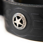 Milwaukee Leather Men's Frontier Star Black Leather Belt with Western Star Emblems  - 1.5 Inch Biker Belt - MP7135