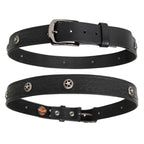 Milwaukee Leather Men's Frontier Star Black Leather Belt with Western Star Emblems  - 1.5 Inch Biker Belt - MP7135