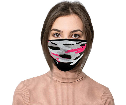 Milwaukee Leather (Multi-Pack) MP7924FM Ladies 'Camouflage Pink' 100 % Cotton Protective Face Mask with Optional Filter Pocket