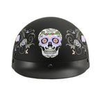 Milwaukee Performance Helmets MPH9726DOT Sugar Skull Matte Black DOT Half Helmet w/ Drop Down Visor