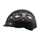 Milwaukee Performance Helmets MPH9726DOT Sugar Skull Matte Black DOT Half Helmet w/ Drop Down Visor