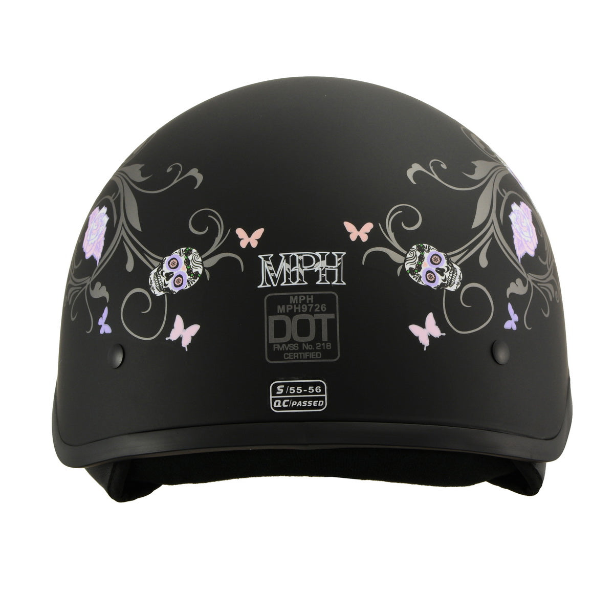 Milwaukee Performance Helmets MPH9726DOT Sugar Skull Matte Black DOT H – Hot Leathers