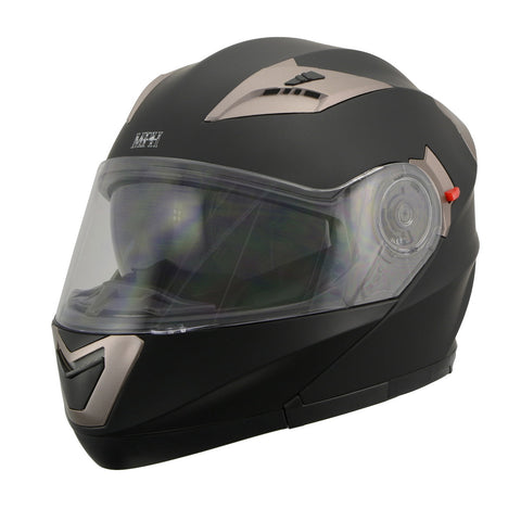 Milwaukee Performance Helmets MPH9804DOT Matte Black Modular Racing Helmet w/ Drop Down Visor