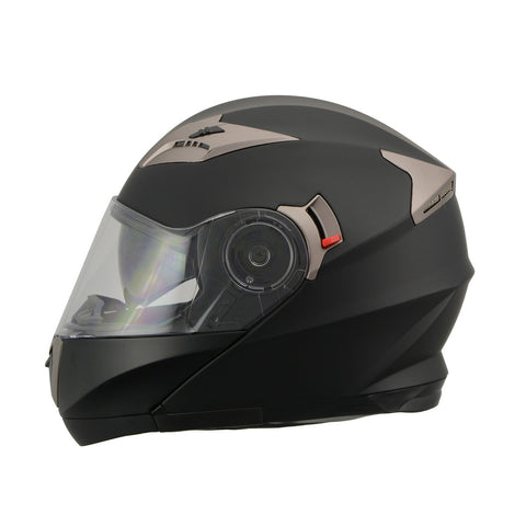 Milwaukee Performance Helmets MPH9804DOT Matte Black Modular Racing Helmet w/ Drop Down Visor