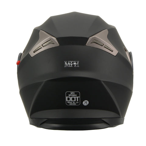 Milwaukee Performance Helmets MPH9804DOT Matte Black Modular Racing Helmet w/ Drop Down Visor