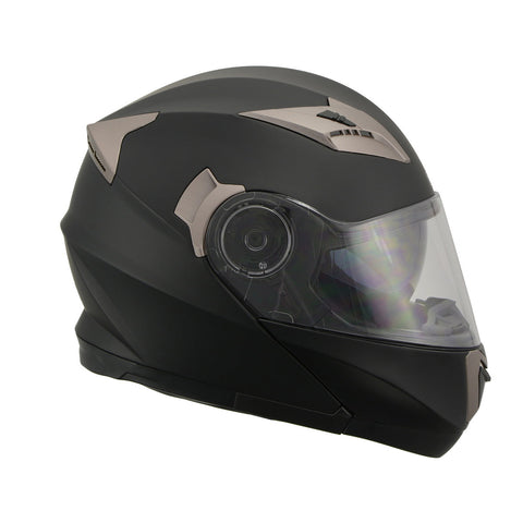 Milwaukee Performance Helmets MPH9804DOT Matte Black Modular Racing Helmet w/ Drop Down Visor