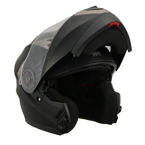 Milwaukee Performance Helmets MPH9804DOT Matte Black Modular Racing Helmet w/ Drop Down Visor