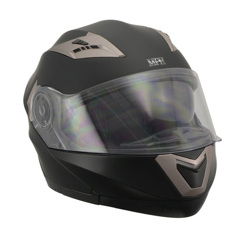 Milwaukee Performance Helmets MPH9804DOT Matte Black Modular Racing Helmet w/ Drop Down Visor