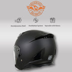 Milwaukee Performance Helmets MPH9805DOT Shift Open Face 3/4 Matte Black Helmet Biker w/ Drop Down Visor