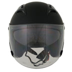 Milwaukee Performance Helmets MPH9805DOT Shift Open Face 3/4 Matte Black Helmet Biker w/ Drop Down Visor