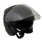 Milwaukee Performance Helmets MPH9805DOT Shift Open Face 3/4 Matte Black Helmet Biker w/ Drop Down Visor