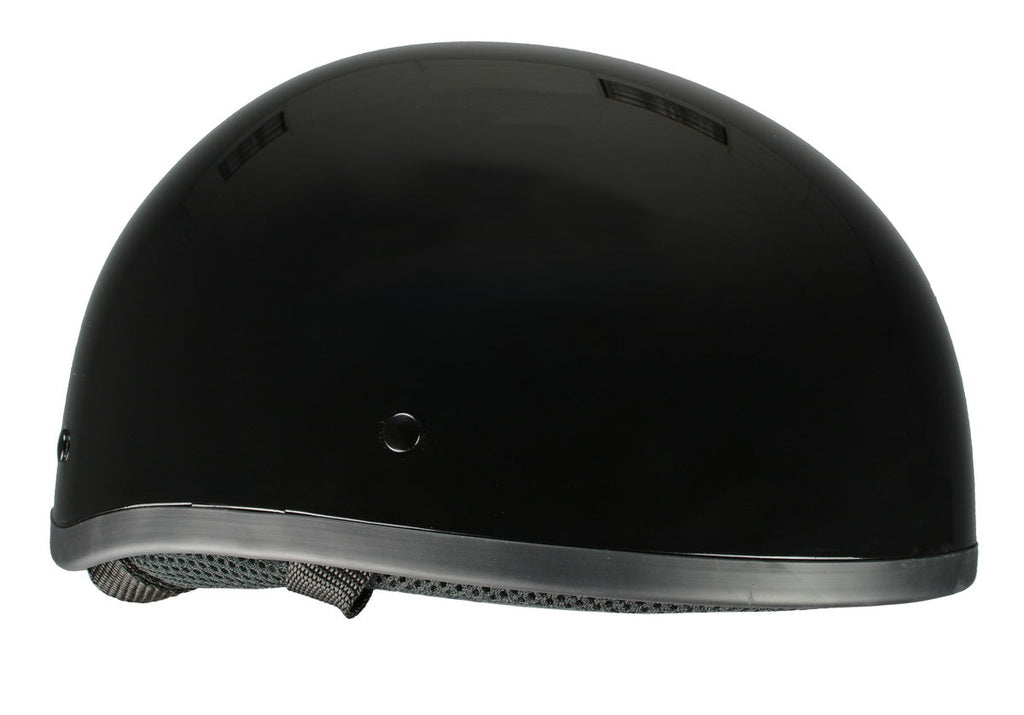 Milwaukee Performance Helmets MPH9851N Novelty Classic Glossy Black Half Helmet w/ Drop Down Visor