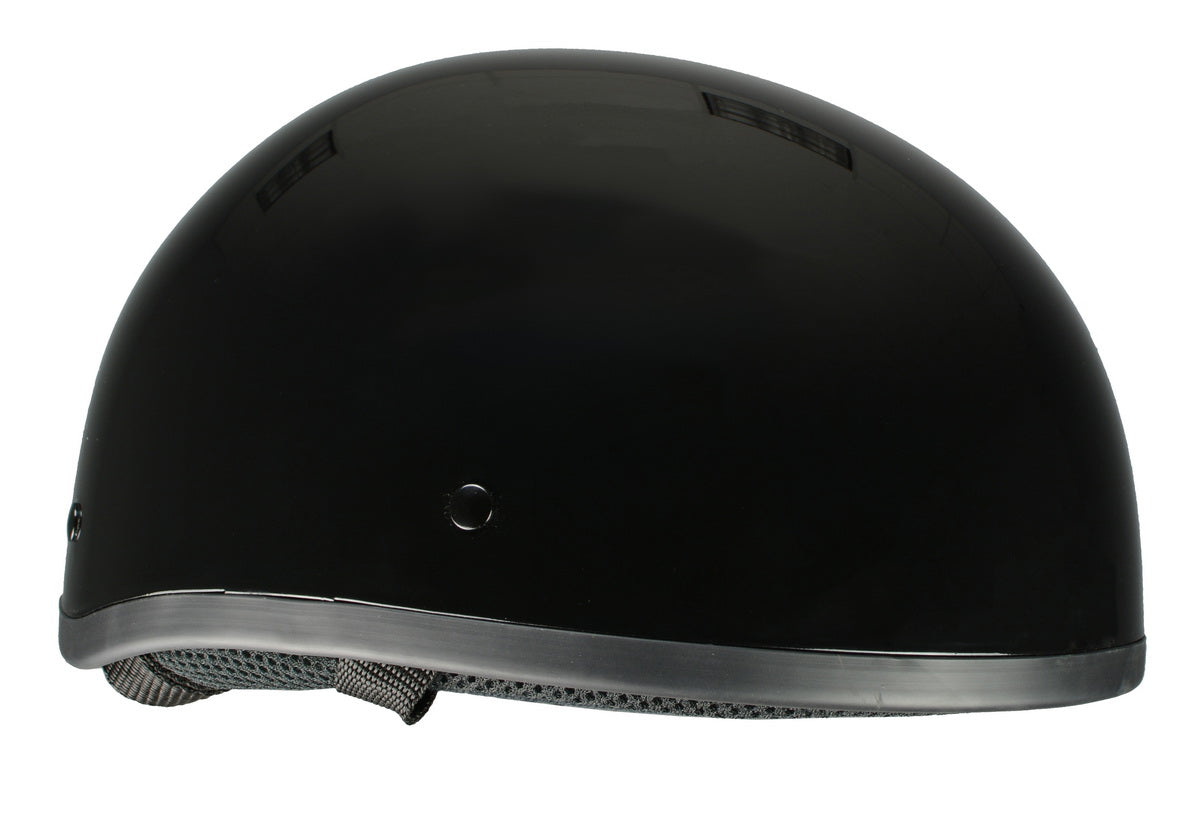 Milwaukee Performance Helmets MPH9851N Novelty Classic Glossy Black Half Helmet w/ Drop Down Visor
