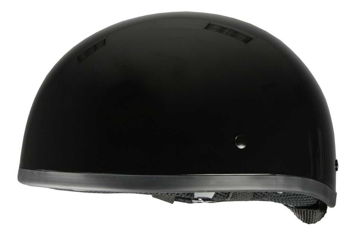 Milwaukee Performance Helmets MPH9851N Novelty Classic Glossy Black Half Helmet w/ Drop Down Visor