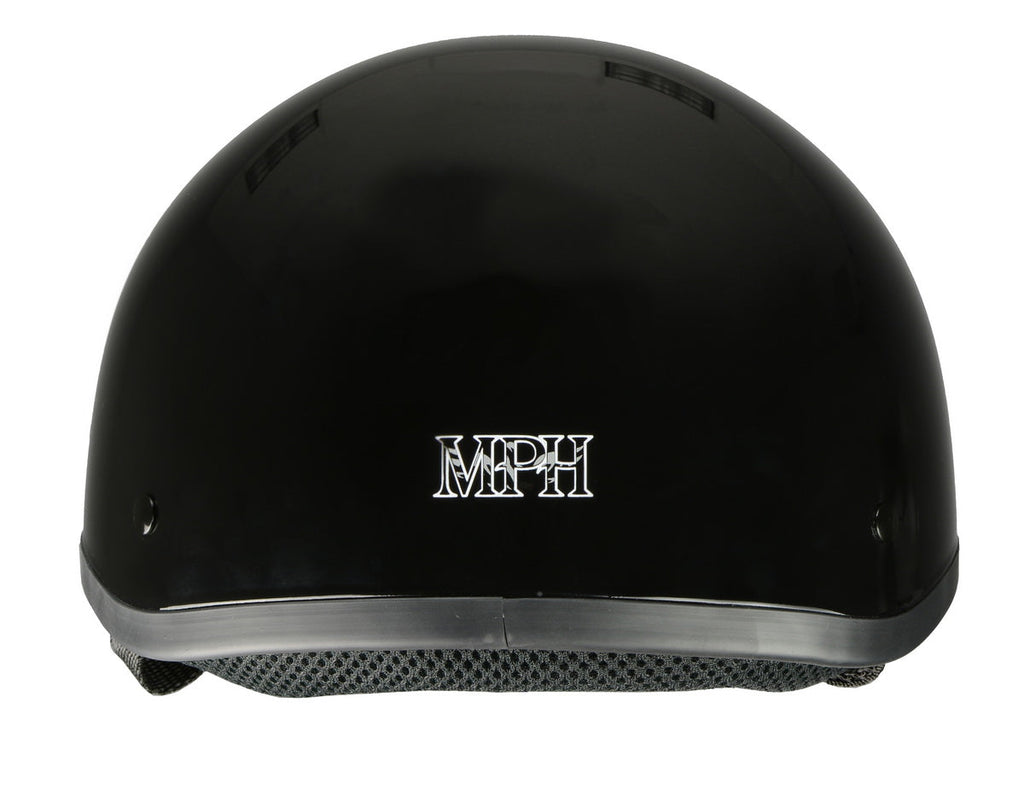 Milwaukee Performance Helmets MPH9851N Novelty Classic Glossy Black Half Helmet w/ Drop Down Visor