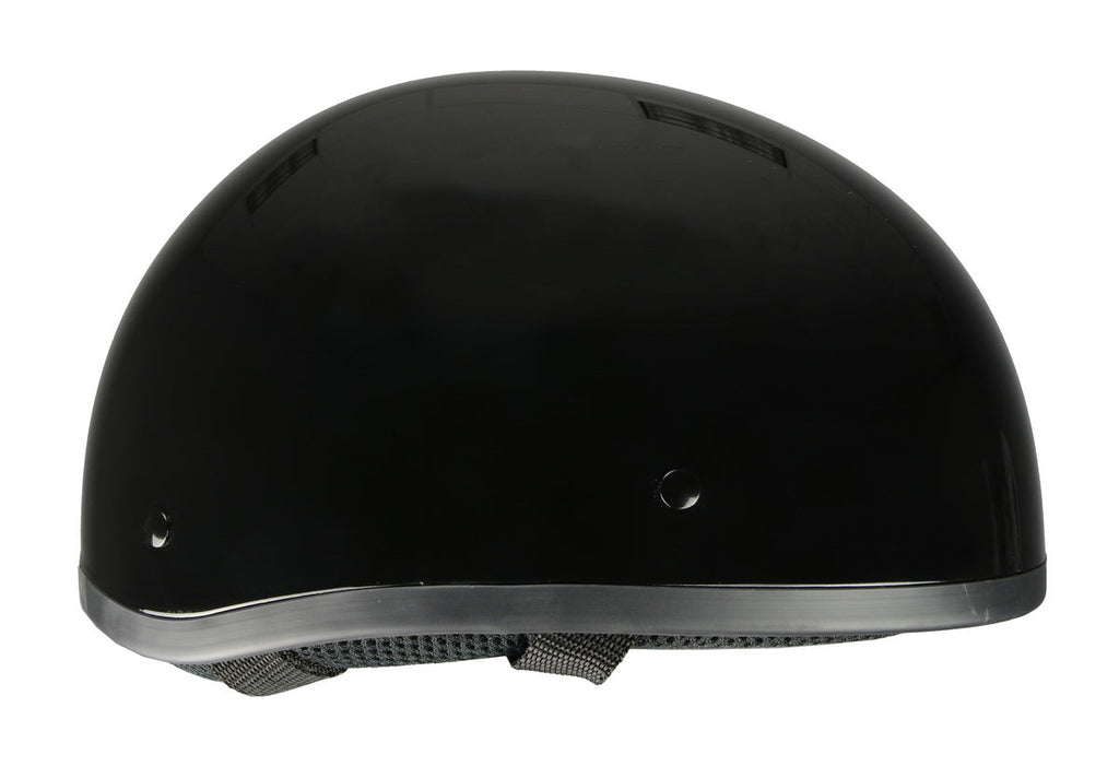 Milwaukee Performance Helmets MPH9851N Novelty Classic Glossy Black Half Helmet w/ Drop Down Visor