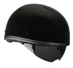 Milwaukee Performance Helmets MPH9851N Novelty Classic Glossy Black Half Helmet w/ Drop Down Visor