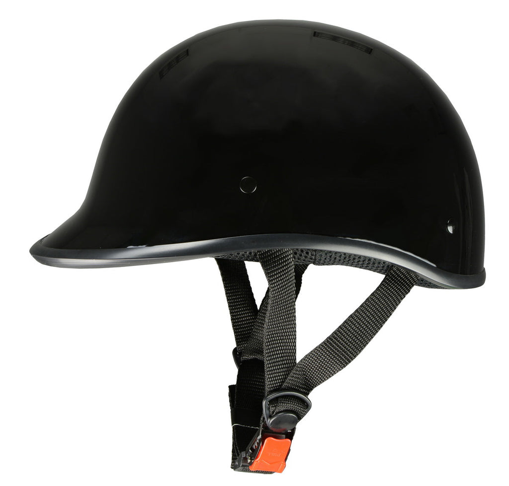Milwaukee Performance Helmets MPH9861N Derby Novelty Glossy Black Half Helmet