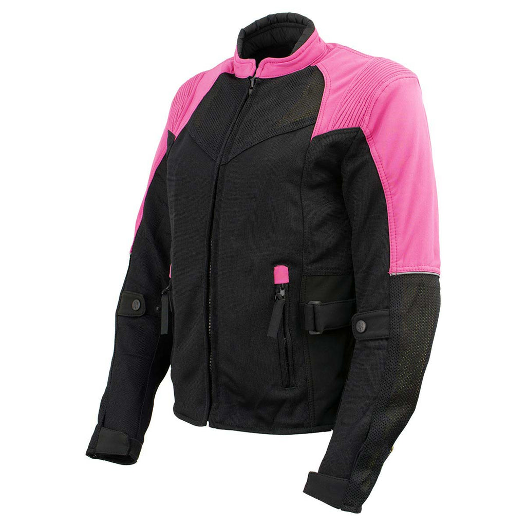 Milwaukee Leather Women's Be Cool Black/Fuchsia Textile Motorcycle Jacket w/ CE Armor - MPL22702