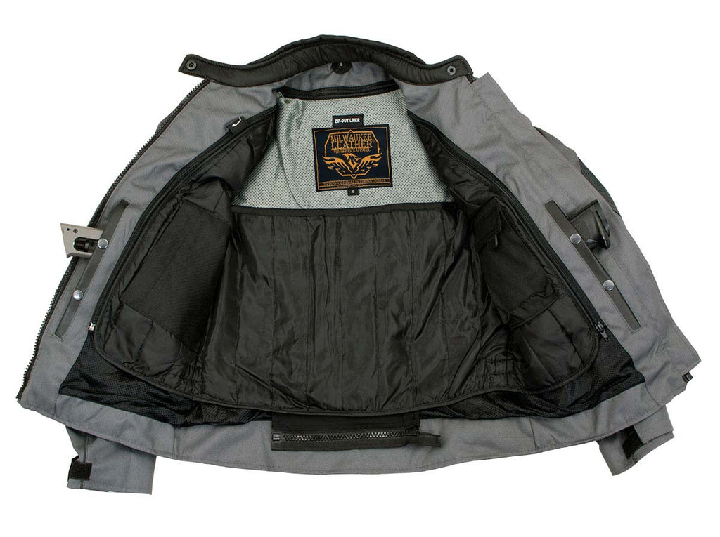 Milwaukee Leather Women's Shade Black/Grey Textile Motorcycle Jacket w/ CE Armor - MPL22707