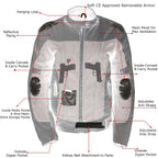 Milwaukee Leather Women's Shade Black/Grey Textile Motorcycle Jacket w/ CE Armor - MPL22707