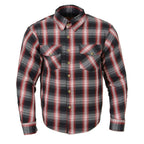 Milwaukee Leather MPM1653 Men's Plaid Flannel Biker Shirt with CE Approved Armor - Reinforced w/ Aramid Fibers