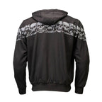 MMCC Men’s Bare Bones Hoodie - Reflective Skull Graphics Front & Back, Full Zip, 100 % Cotton - MPM1681