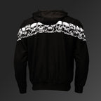 MMCC Men’s Bare Bones Hoodie - Reflective Skull Graphics Front & Back, Full Zip, 100 % Cotton - MPM1681