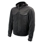 Milwaukee Leather Men's Requiem Mesh and 1300D Nylon Motorcycle Jacket with CE Armor, Removable Hoodie - MPM17018