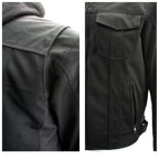 Milwaukee Leather Men's Requiem Mesh and 1300D Nylon Motorcycle Jacket with CE Armor, Removable Hoodie - MPM17018