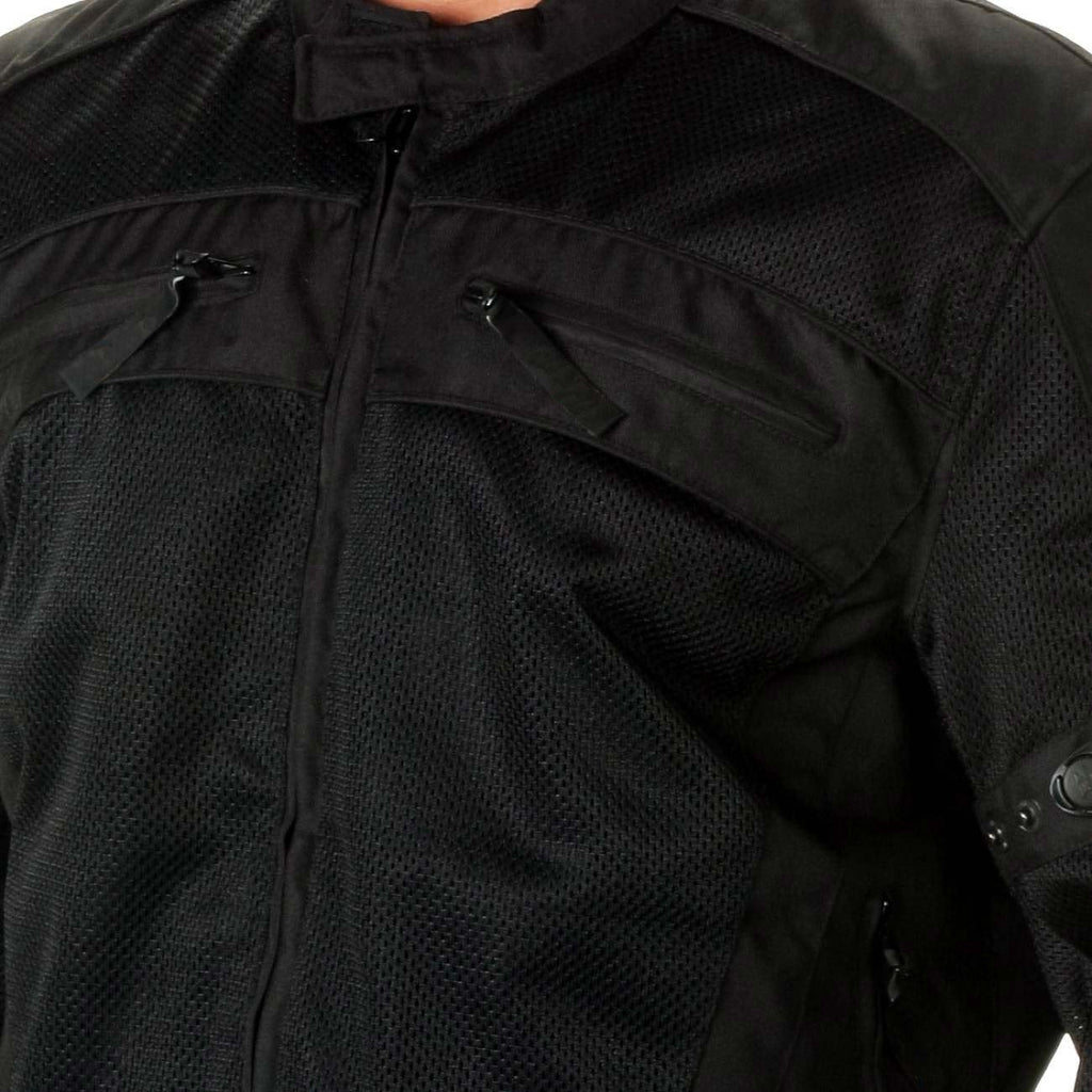 Milwaukee Leather Men's Devious Black Textile Motorcycle Jacket w/ CE Armor - MPM17025