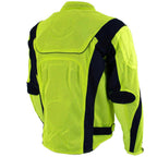 Milwaukee Leather Men's Invasion Black/Neon Textile Motorcycle Jacket w/ CE Armor - MPM17028