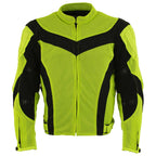 Milwaukee Leather Men's Invasion Black/Neon Textile Motorcycle Jacket w/ CE Armor - MPM17028