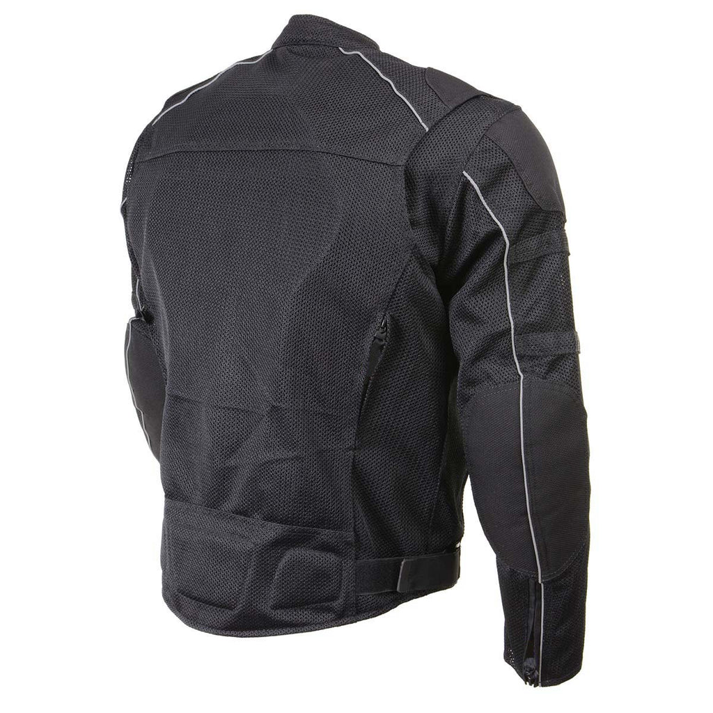 Milwaukee Leather Men's Troubled Black Textile Motorcycle Jacket w/ CE Armor - MPM17029