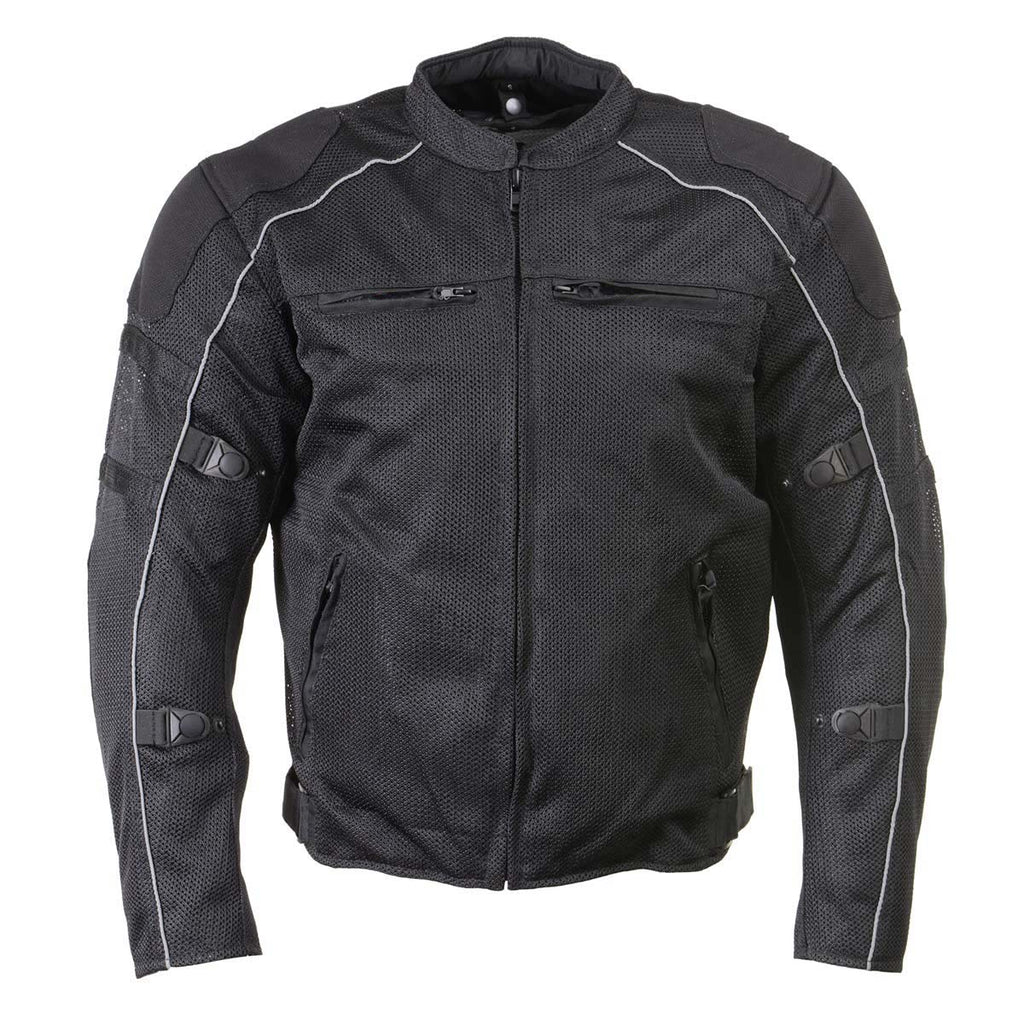 Milwaukee Leather Men's Troubled Black Textile Motorcycle Jacket w/ CE Armor - MPM17029