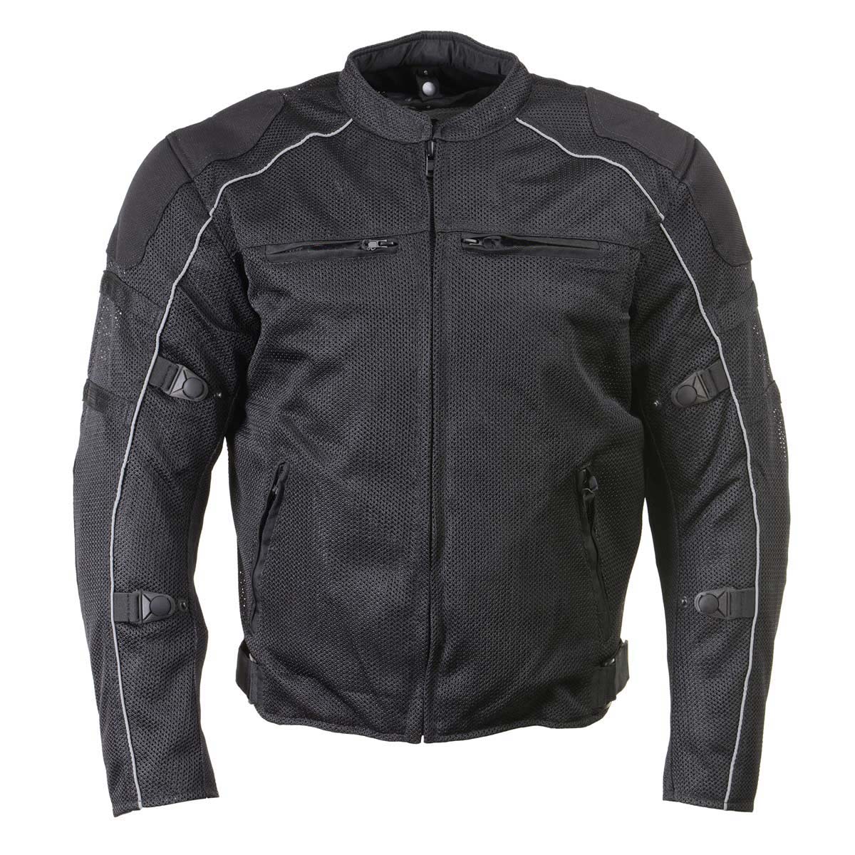 Milwaukee Leather Men's Troubled Black Textile Motorcycle Jacket w/ CE Armor - MPM17029